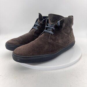 Tod’s Men Size 7.5 Dark Brown Suede 3 Eye Lace Up Chukka Ankle Boot